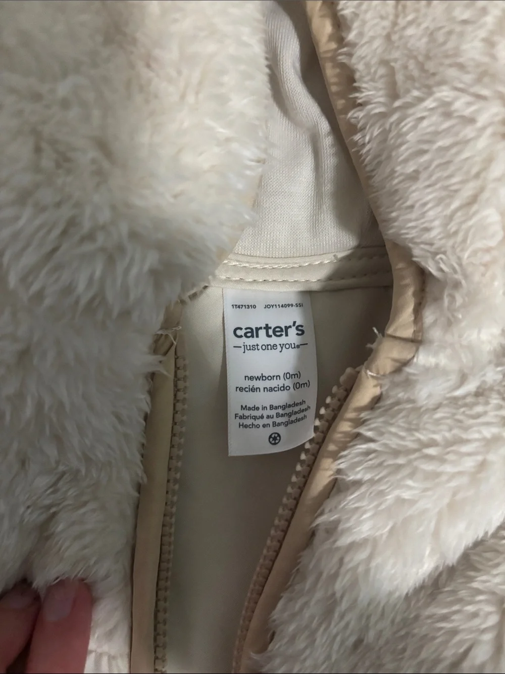 Carter's Cream Sherpa & Quilted Hooded Baby Jacket with Ears